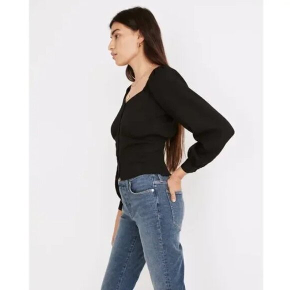 Madewell Preston puff sleeve top blouse button front gingham - Picture 15 of 15